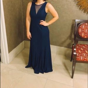 Navy blue mesh front gown - worn once
